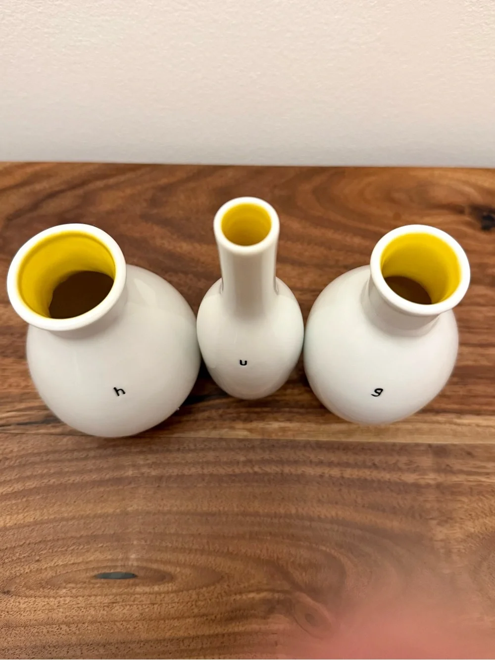 Dept 56 Mini Hug Bud Vase Trio White & Yellow